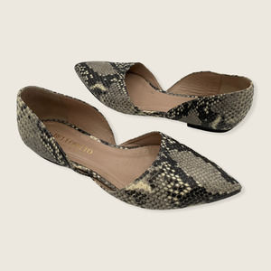 Bellofatto Snake Reptile Print All Leather Point D’Orsay Flat 180059 36 or 6